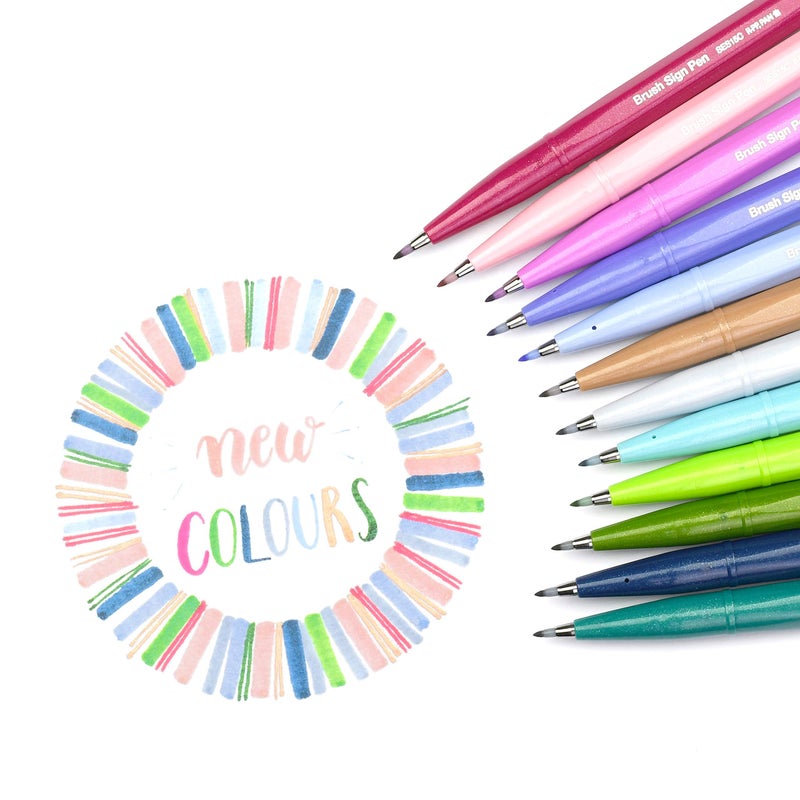 بنتل فرشاة قلم تسجيل من بينتيل آرتس، حبر أخضر فيروزي، صندوق مكون من 12 قلمًا - Image 5